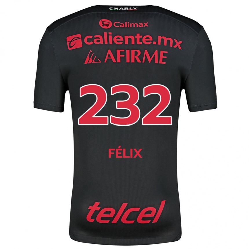 Niño Fútbol Camiseta Erick Félix #232 Negro Rojo 1ª Equipación 2024/25 Argentina