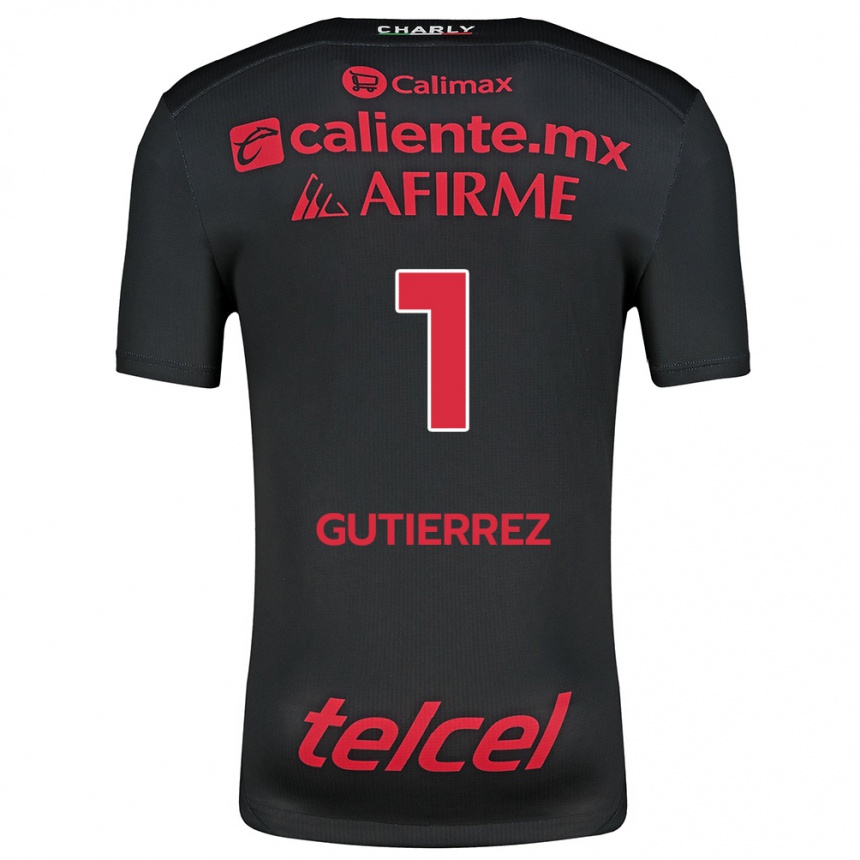 Niño Fútbol Camiseta Alejandra Gutiérrez #1 Negro Rojo 1ª Equipación 2024/25 Argentina