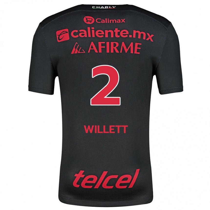 Niño Fútbol Camiseta Adyson Willett #2 Negro Rojo 1ª Equipación 2024/25 Argentina