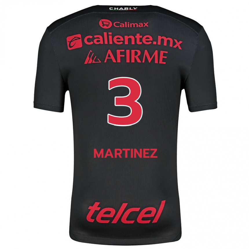 Niño Fútbol Camiseta Nathaly Martínez #3 Negro Rojo 1ª Equipación 2024/25 Argentina