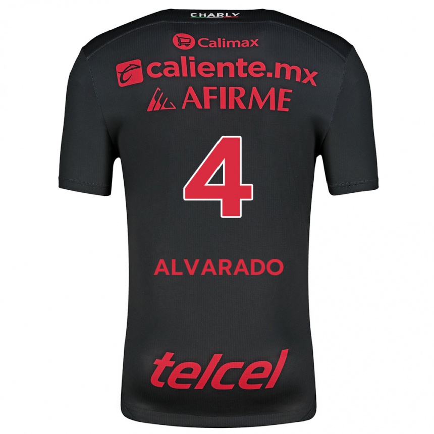 Niño Fútbol Camiseta Mónica Alvarado #4 Negro Rojo 1ª Equipación 2024/25 Argentina