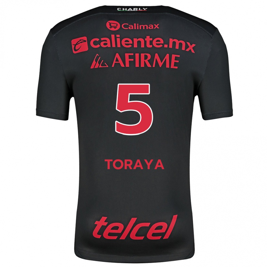 Niño Fútbol Camiseta Yadira Toraya #5 Negro Rojo 1ª Equipación 2024/25 Argentina