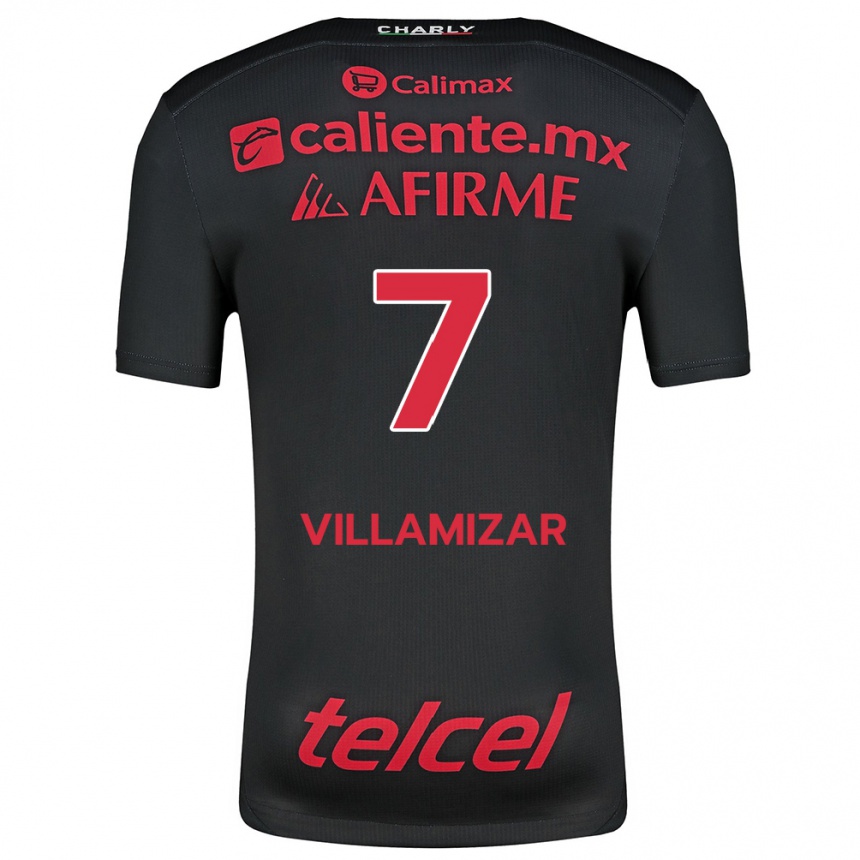 Niño Fútbol Camiseta Paola Villamizar #7 Negro Rojo 1ª Equipación 2024/25 Argentina