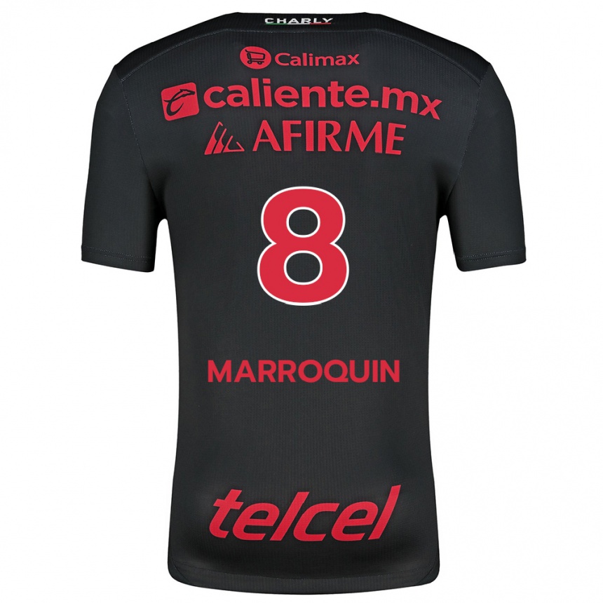 Niño Fútbol Camiseta Ammanda Marroquin #8 Negro Rojo 1ª Equipación 2024/25 Argentina