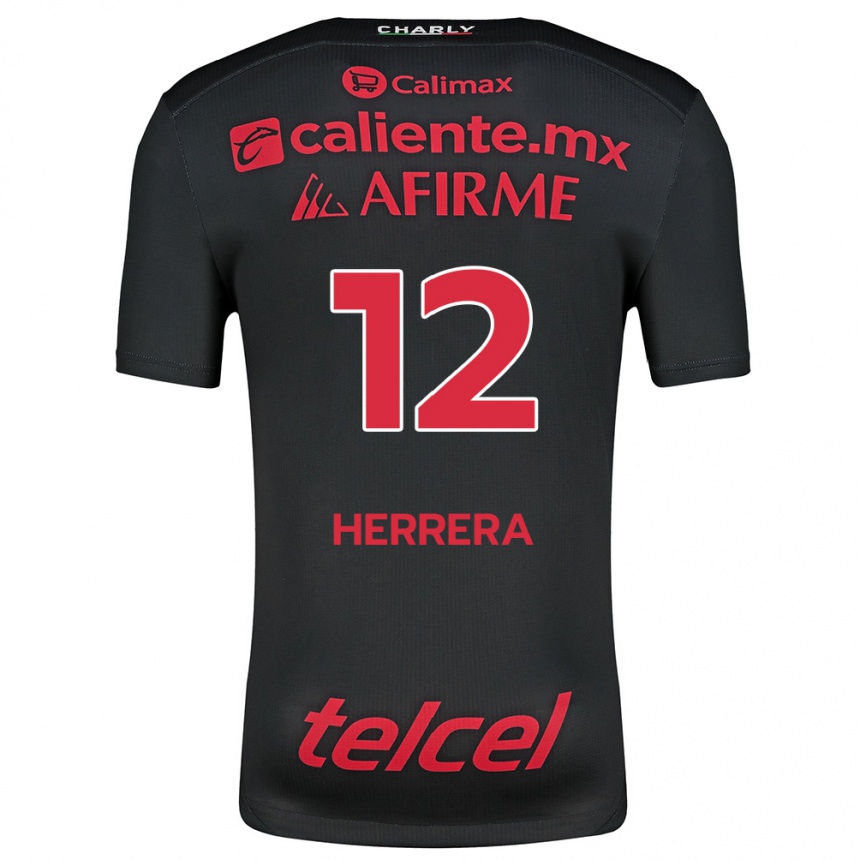 Niño Fútbol Camiseta Melissa Herrera #12 Negro Rojo 1ª Equipación 2024/25 Argentina