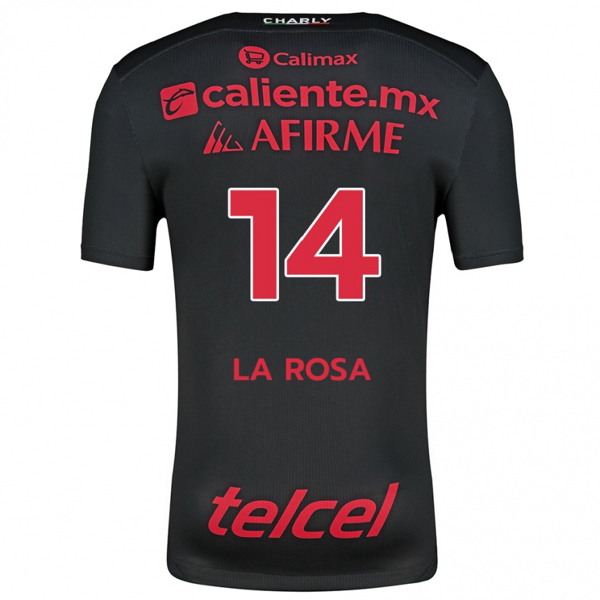 Niño Fútbol Camiseta Joselyn De La Rosa #14 Negro Rojo 1ª Equipación 2024/25 Argentina