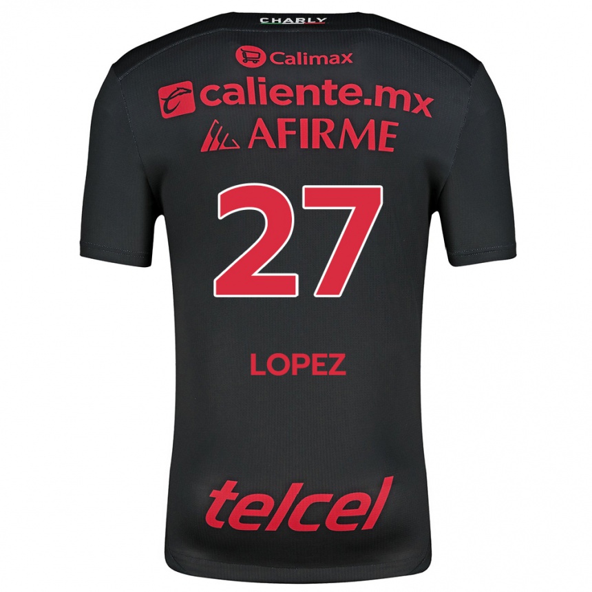 Niño Fútbol Camiseta Victoria López #27 Negro Rojo 1ª Equipación 2024/25 Argentina