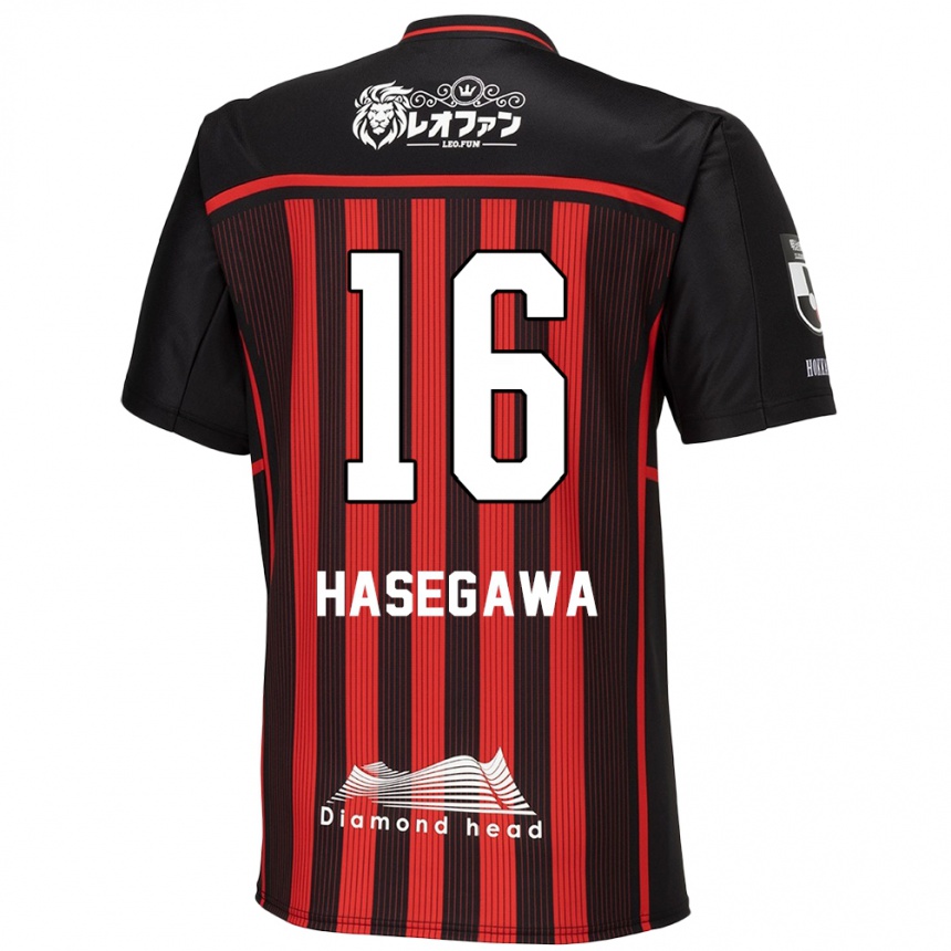 Niño Fútbol Camiseta Tatsuya Hasegawa #16 Negro Rojo 1ª Equipación 2024/25 Argentina