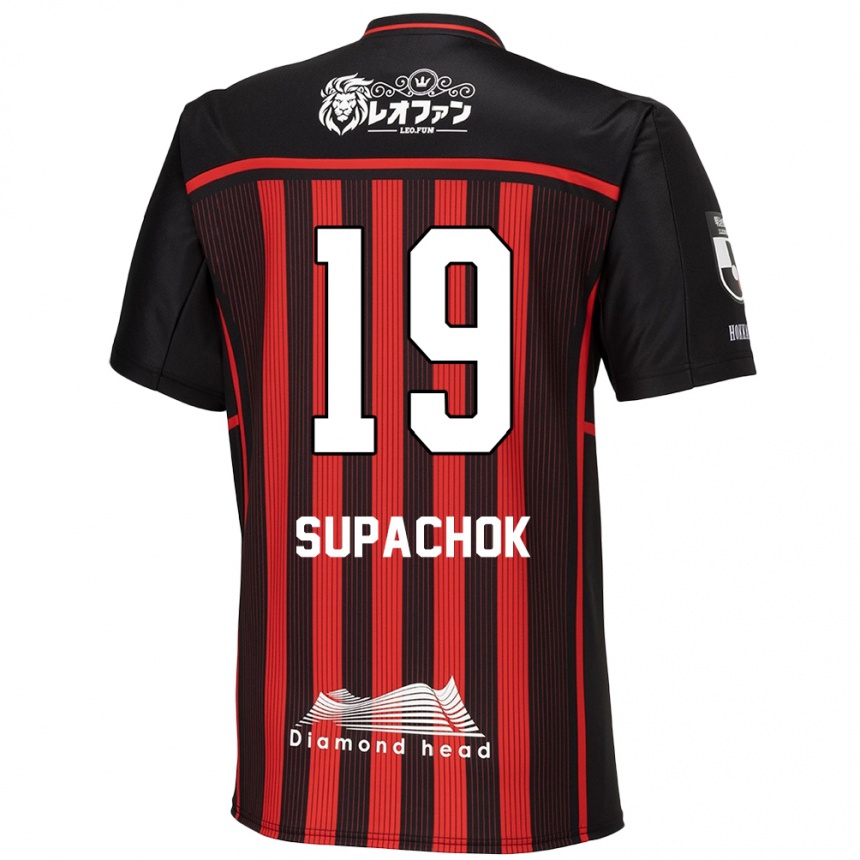 Niño Fútbol Camiseta Supachok Sarachat #19 Negro Rojo 1ª Equipación 2024/25 Argentina