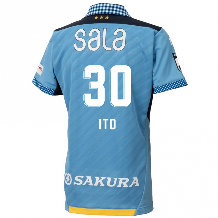 Niño Fútbol Camiseta Chikara Ito #30 Azul Negro 1ª Equipación 2024/25 Argentina