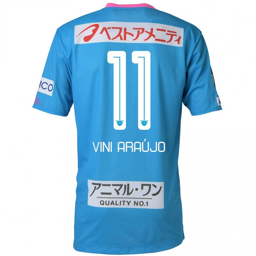 Niño Fútbol Camiseta Vinícius Araújo #11 Azul Rosado 1ª Equipación 2024/25 Argentina