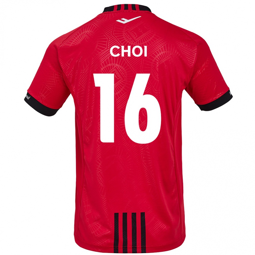 Niño Fútbol Camiseta Jun Choi #16 Negro Rojo 1ª Equipación 2024/25 Argentina