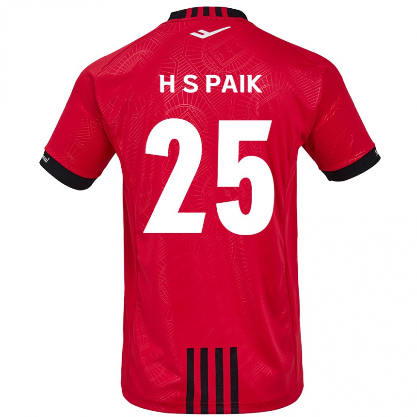 Niño Fútbol Camiseta Sang-Hoon Paik #25 Negro Rojo 1ª Equipación 2024/25 Argentina