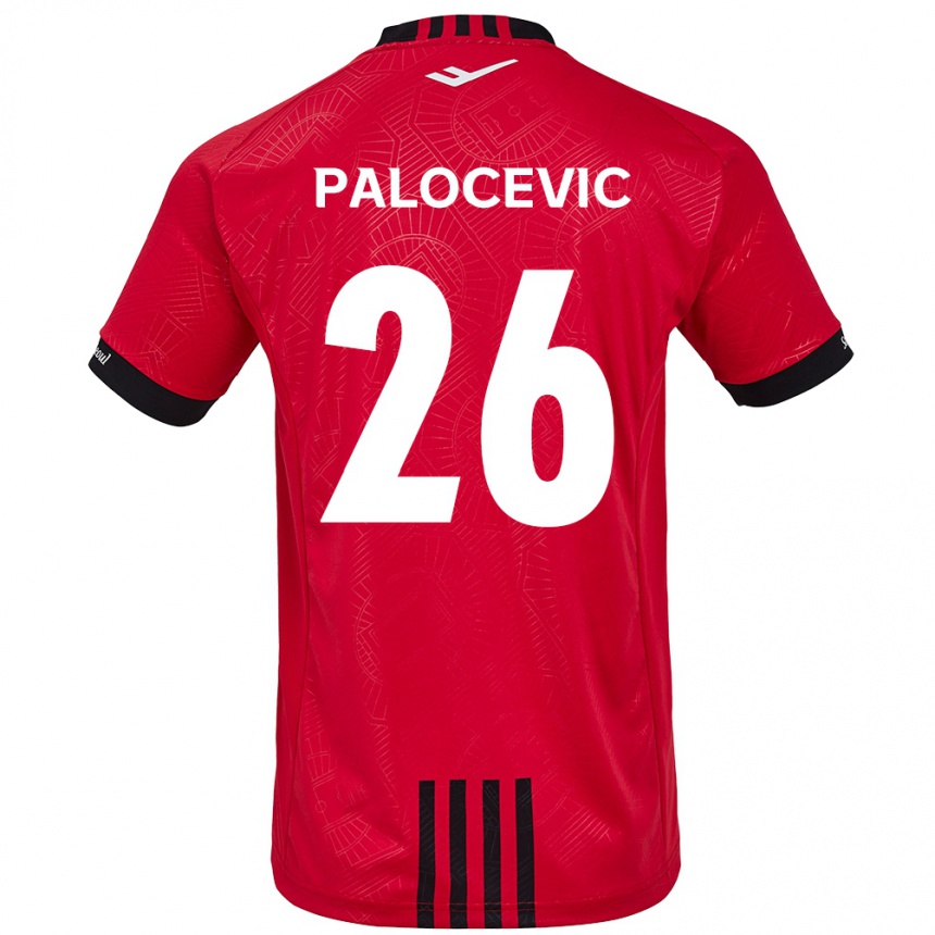 Niño Fútbol Camiseta Aleksandar Palocevic #26 Negro Rojo 1ª Equipación 2024/25 Argentina