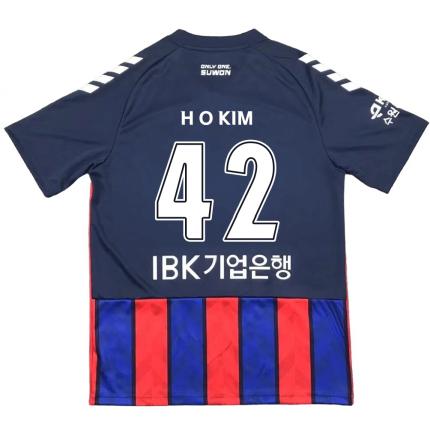 Niño Fútbol Camiseta One-Hyung Kim #42 Azul Rojo 1ª Equipación 2024/25 Argentina