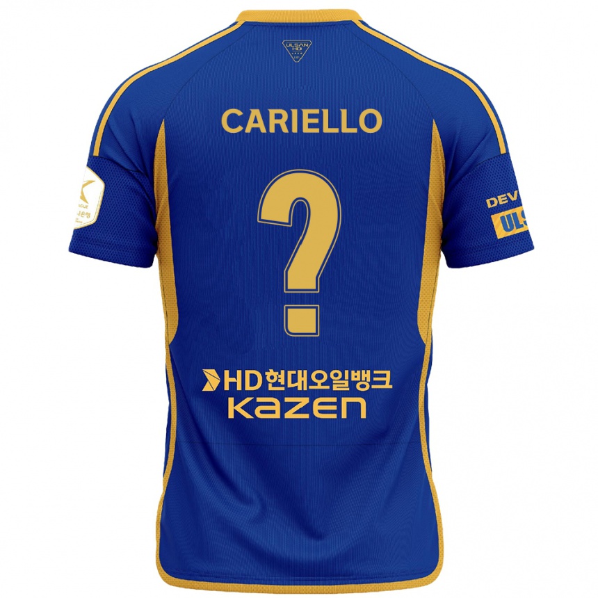 Niño Fútbol Camiseta Yago Cariello #0 Azul Amarillo 1ª Equipación 2024/25 Argentina