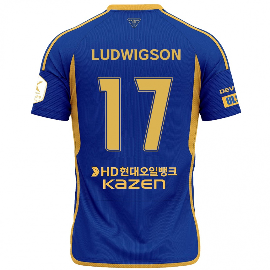 Niño Fútbol Camiseta Gustav Ludwigson #17 Azul Amarillo 1ª Equipación 2024/25 Argentina