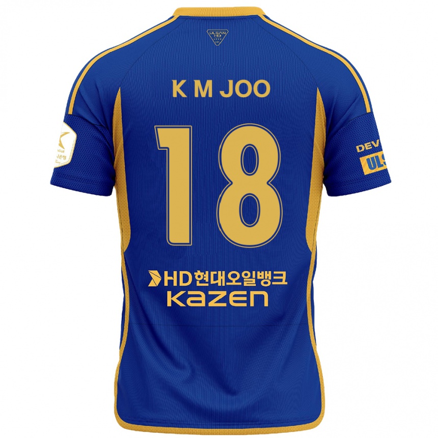 Niño Fútbol Camiseta Min-Kyu Joo #18 Azul Amarillo 1ª Equipación 2024/25 Argentina