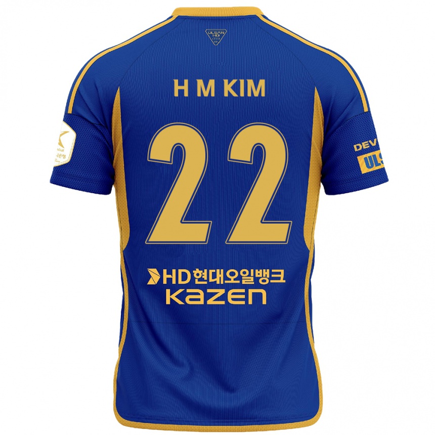 Niño Fútbol Camiseta Min-Hyuk Kim #22 Azul Amarillo 1ª Equipación 2024/25 Argentina