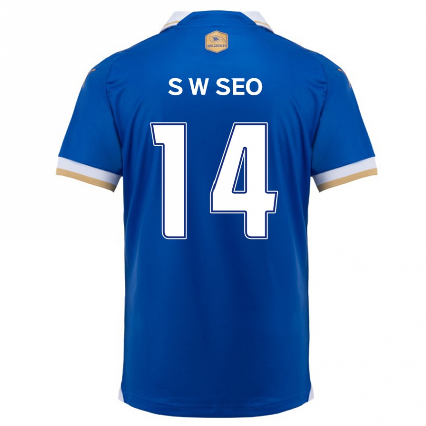 Niño Fútbol Camiseta Woo-Seong Seo #14 Azul Blanco 1ª Equipación 2024/25 Argentina