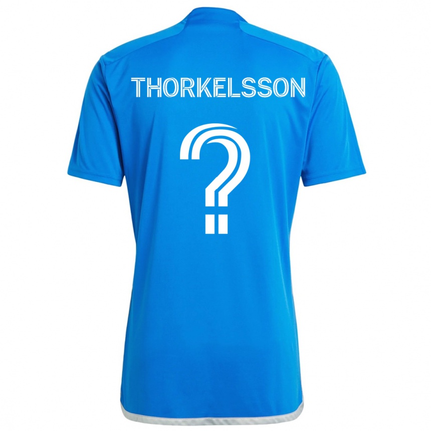 Niño Fútbol Camiseta Róbert Orri Thorkelsson #0 Azul Blanco 1ª Equipación 2024/25 Argentina