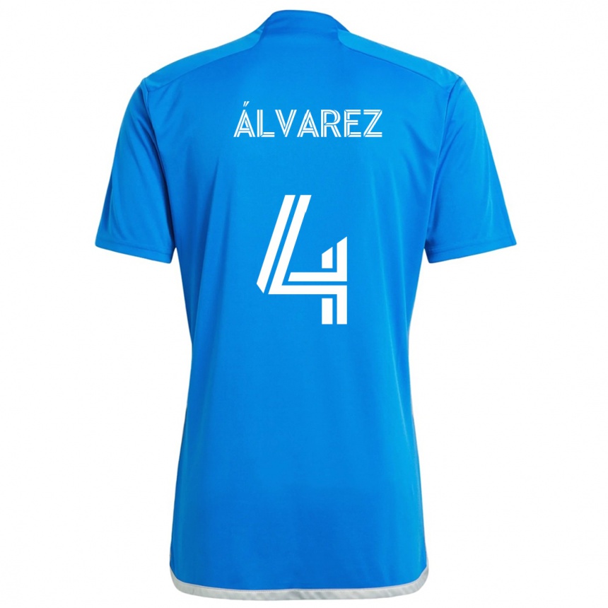 Niño Fútbol Camiseta Fernando Álvarez #4 Azul Blanco 1ª Equipación 2024/25 Argentina