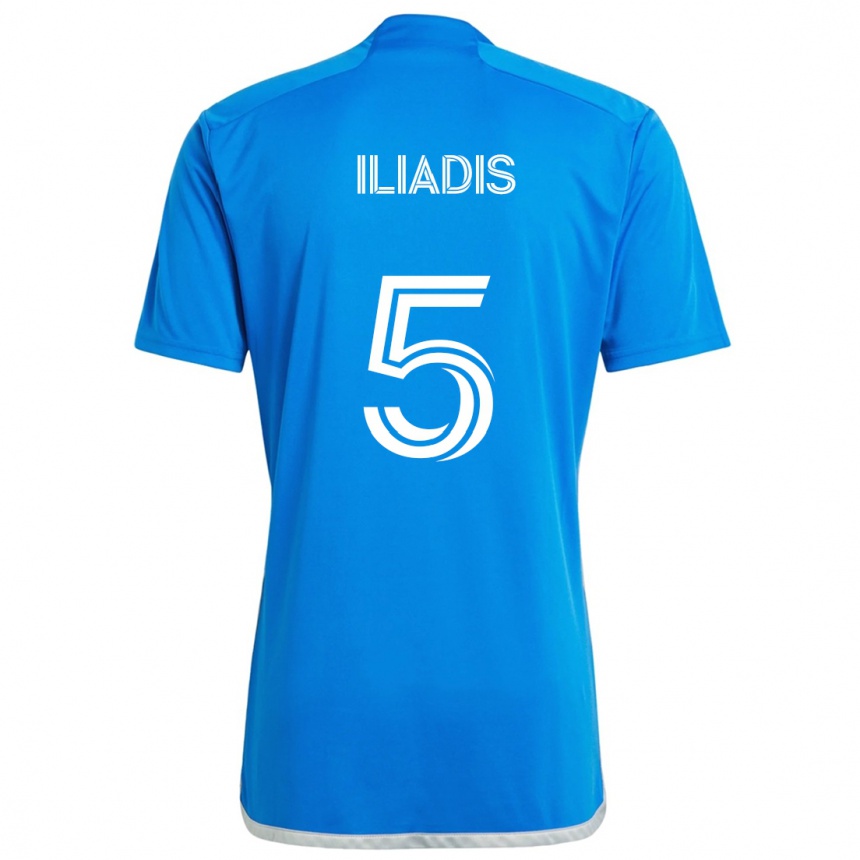 Niño Fútbol Camiseta Ilias Iliadis #5 Azul Blanco 1ª Equipación 2024/25 Argentina