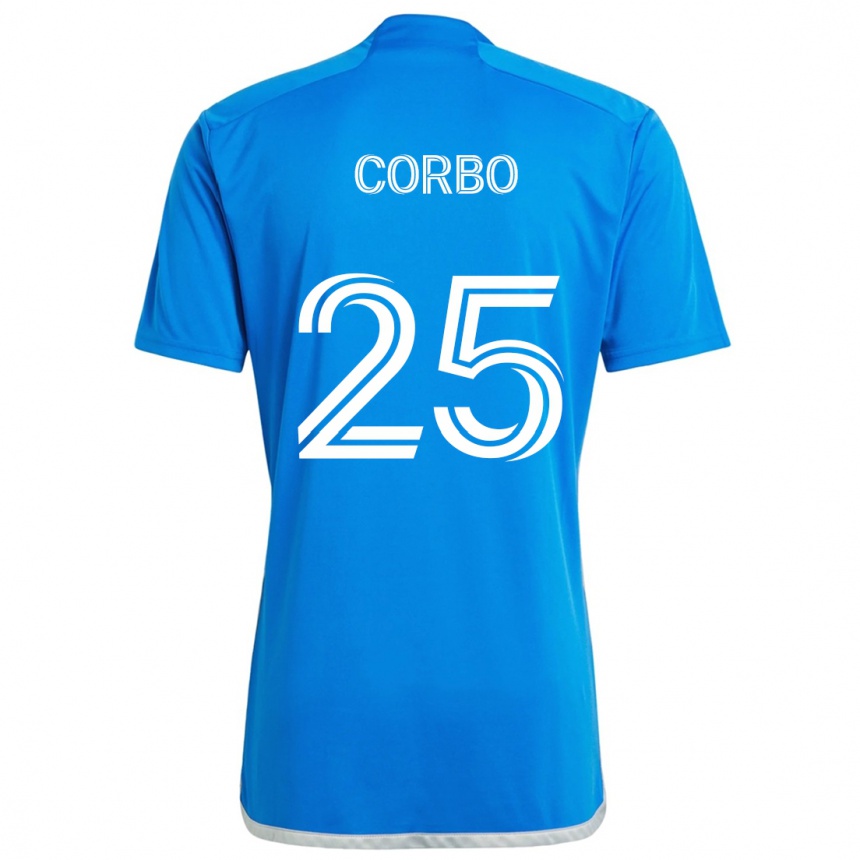 Niño Fútbol Camiseta Gabriele Corbo #25 Azul Blanco 1ª Equipación 2024/25 Argentina