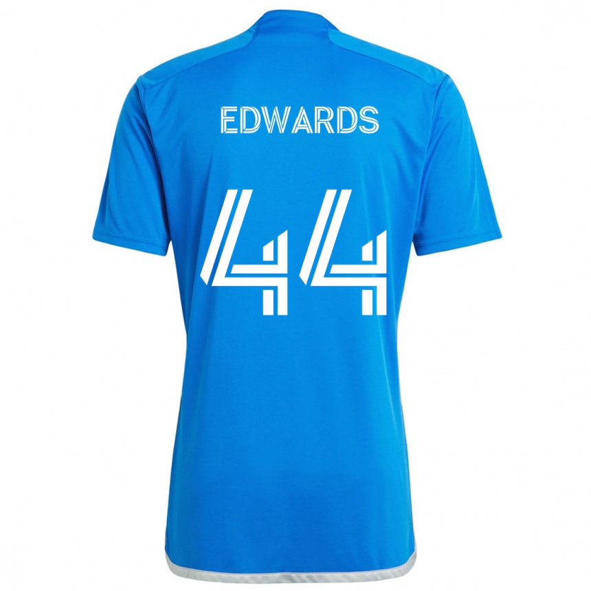 Niño Fútbol Camiseta Raheem Edwards #44 Azul Blanco 1ª Equipación 2024/25 Argentina