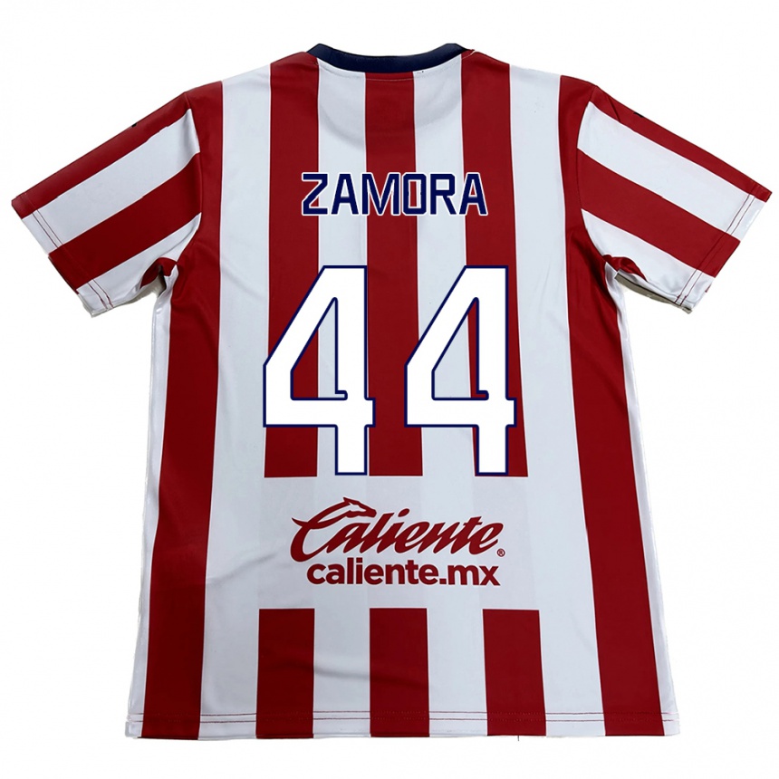 Niño Fútbol Camiseta Saúl Zamora #44 Rojo Blanco 1ª Equipación 2024/25 Argentina