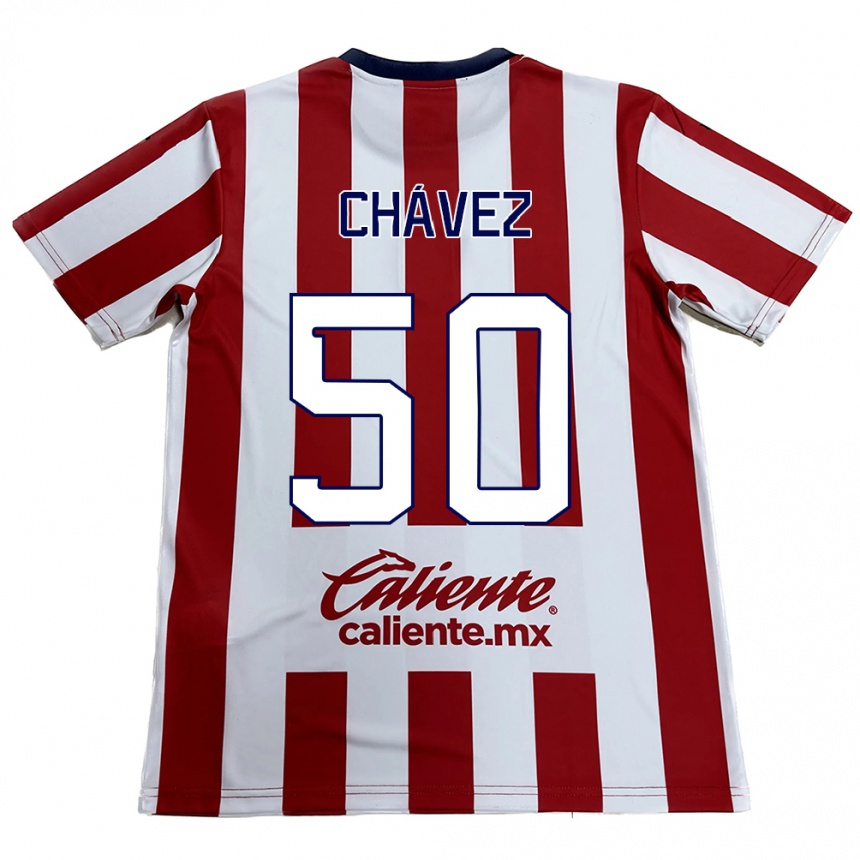 Niño Fútbol Camiseta Mateo Chávez #50 Rojo Blanco 1ª Equipación 2024/25 Argentina