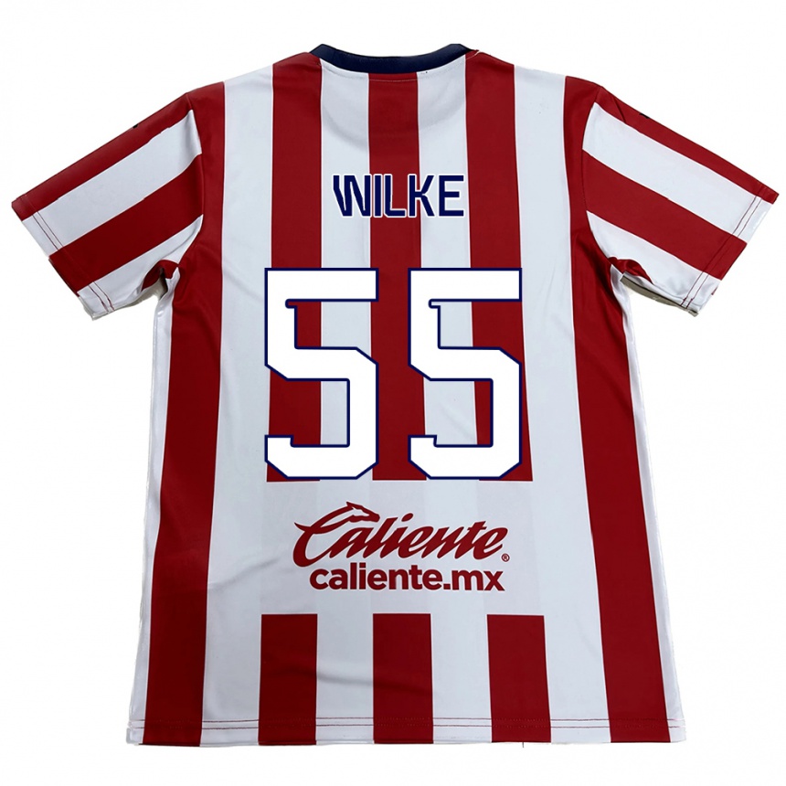 Niño Fútbol Camiseta Teun Wilke #55 Rojo Blanco 1ª Equipación 2024/25 Argentina