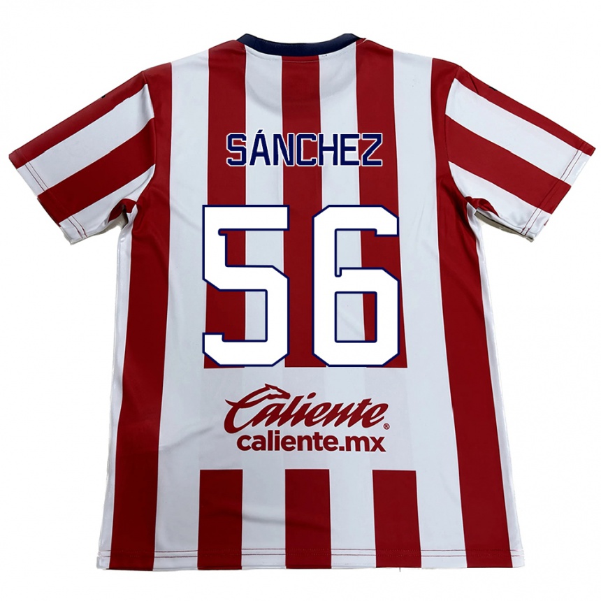 Niño Fútbol Camiseta Benjamín Sánchez #56 Rojo Blanco 1ª Equipación 2024/25 Argentina