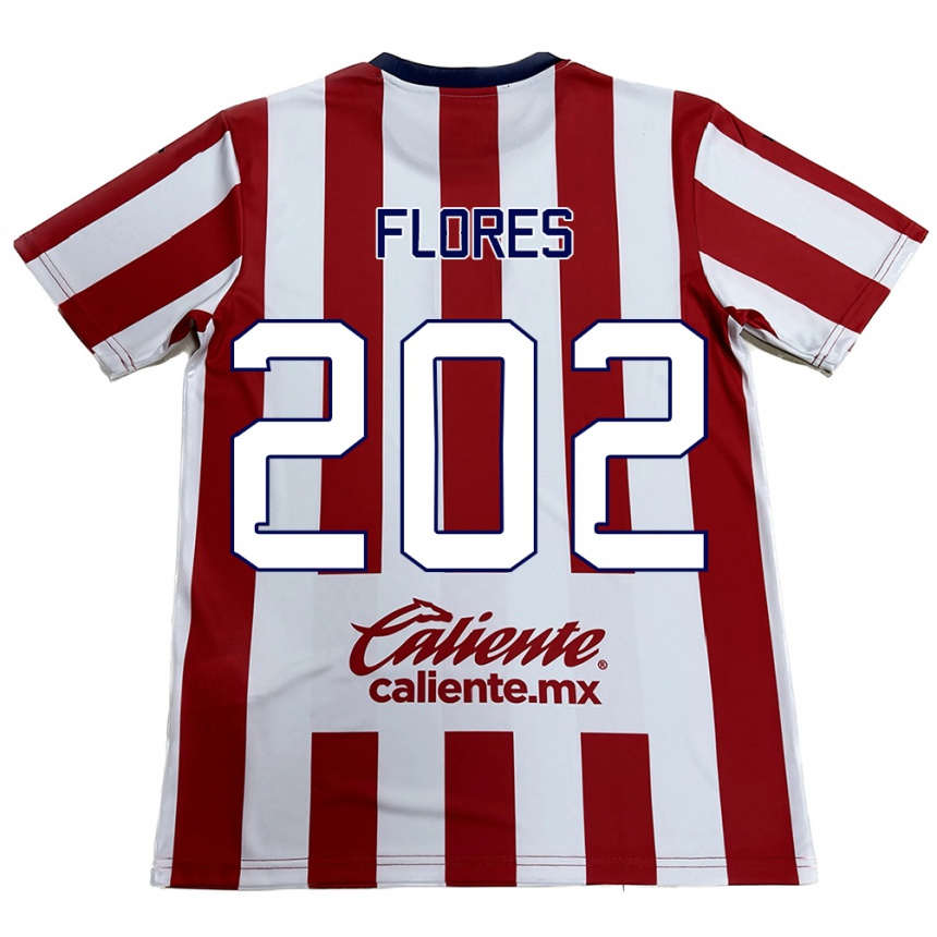 Niño Fútbol Camiseta Daniel Flores #202 Rojo Blanco 1ª Equipación 2024/25 Argentina