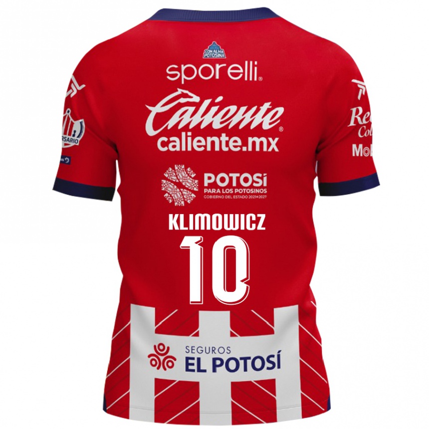 Niño Fútbol Camiseta Mateo Klimowicz #10 Rojo Blanco 1ª Equipación 2024/25 Argentina