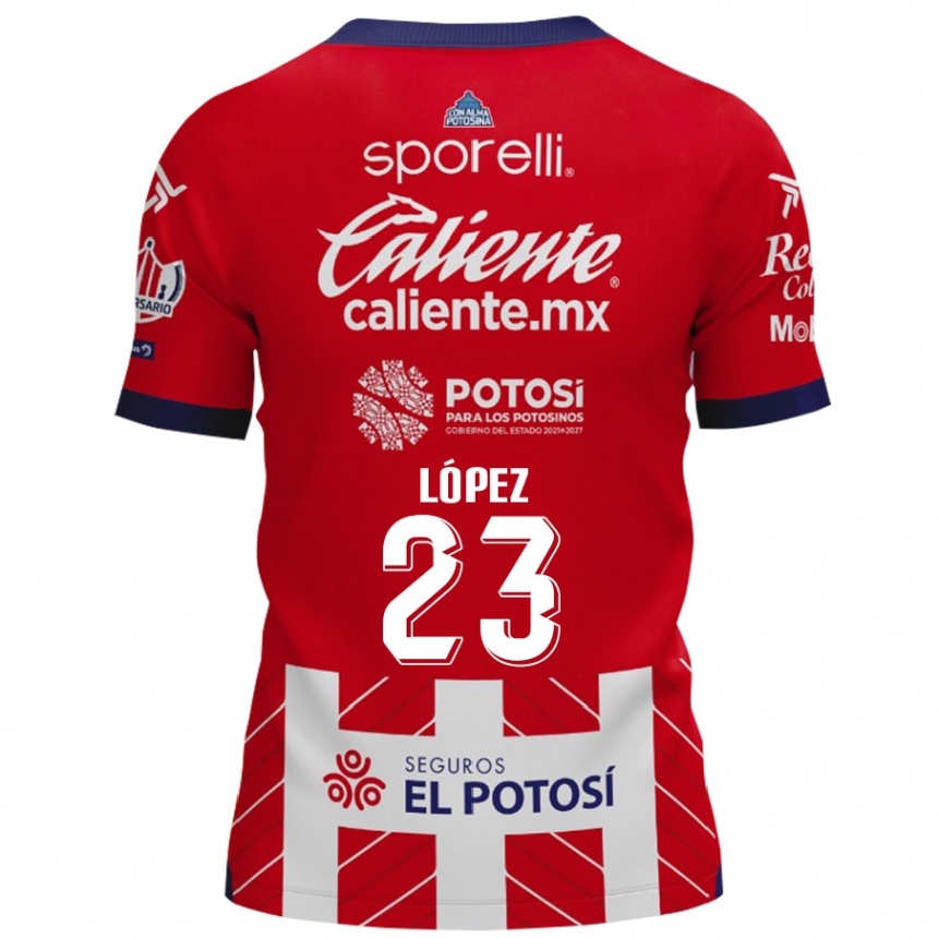 Niño Fútbol Camiseta César López #23 Rojo Blanco 1ª Equipación 2024/25 Argentina