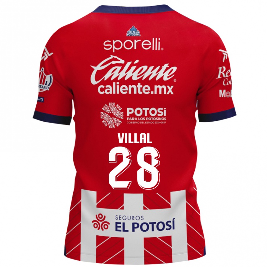 Niño Fútbol Camiseta Jonantán Villal #28 Rojo Blanco 1ª Equipación 2024/25 Argentina