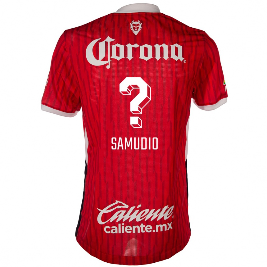 Niño Fútbol Camiseta Braian Samudio #0 Rojo Blanco 1ª Equipación 2024/25 Argentina