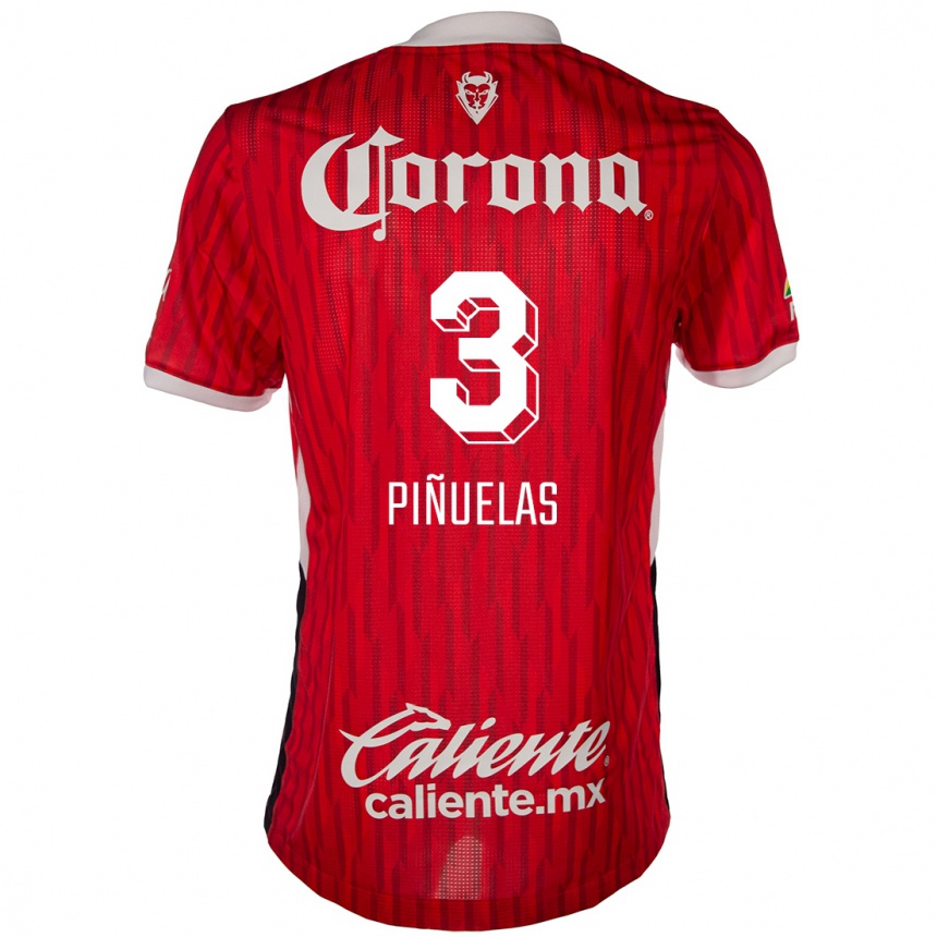 Niño Fútbol Camiseta Fernando Piñuelas #3 Rojo Blanco 1ª Equipación 2024/25 Argentina