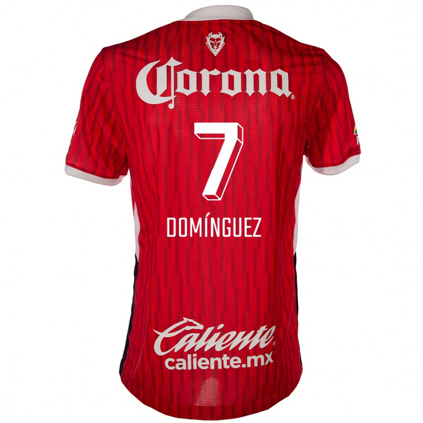 Niño Fútbol Camiseta Juan Domínguez #7 Rojo Blanco 1ª Equipación 2024/25 Argentina