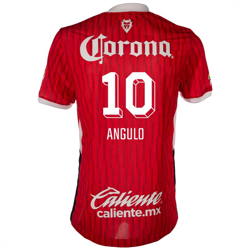 Niño Fútbol Camiseta Jesús Angulo #10 Rojo Blanco 1ª Equipación 2024/25 Argentina