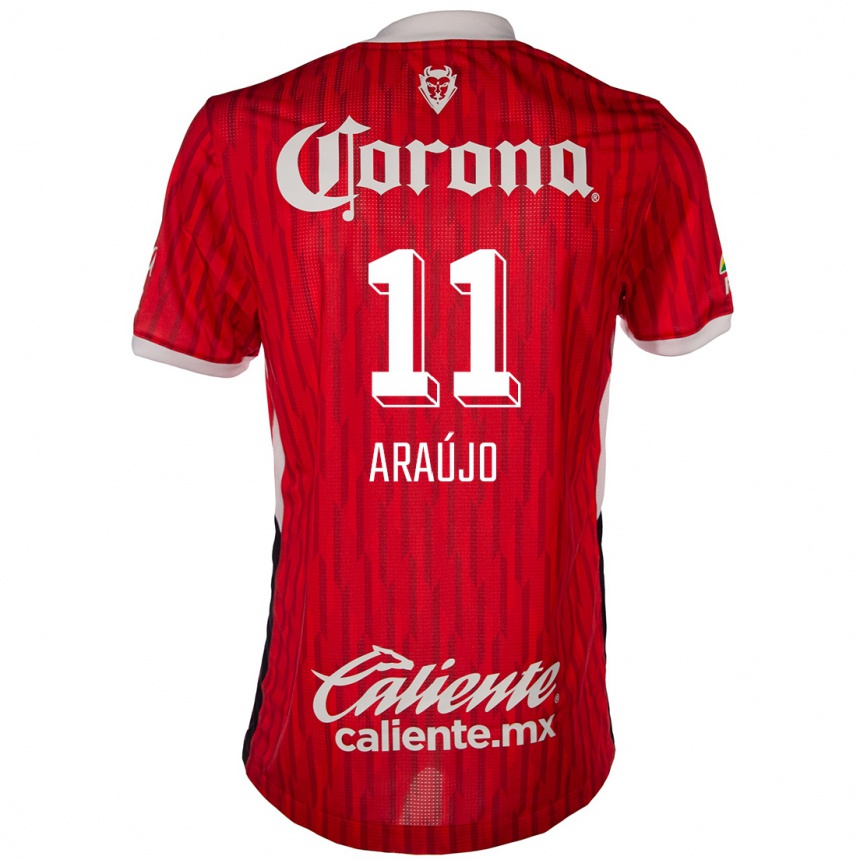 Niño Fútbol Camiseta Maximiliano Araújo #11 Rojo Blanco 1ª Equipación 2024/25 Argentina