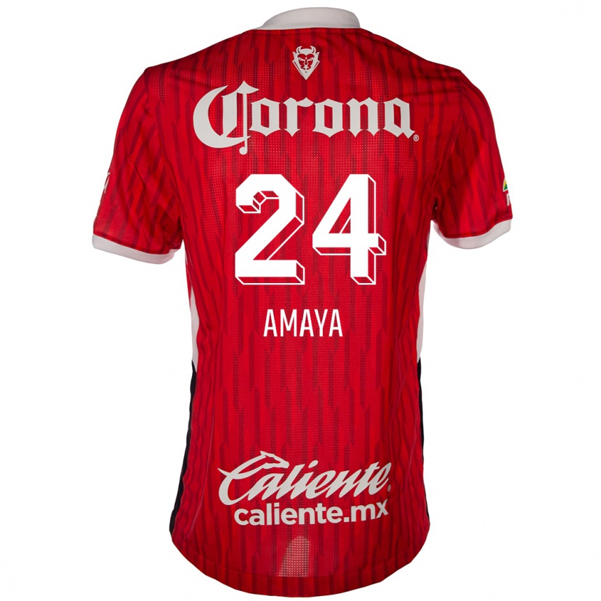 Niño Fútbol Camiseta Frankie Amaya #24 Rojo Blanco 1ª Equipación 2024/25 Argentina