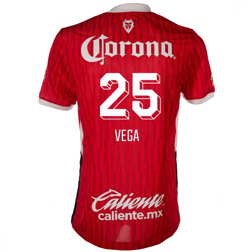 Niño Fútbol Camiseta Alexis Vega #25 Rojo Blanco 1ª Equipación 2024/25 Argentina