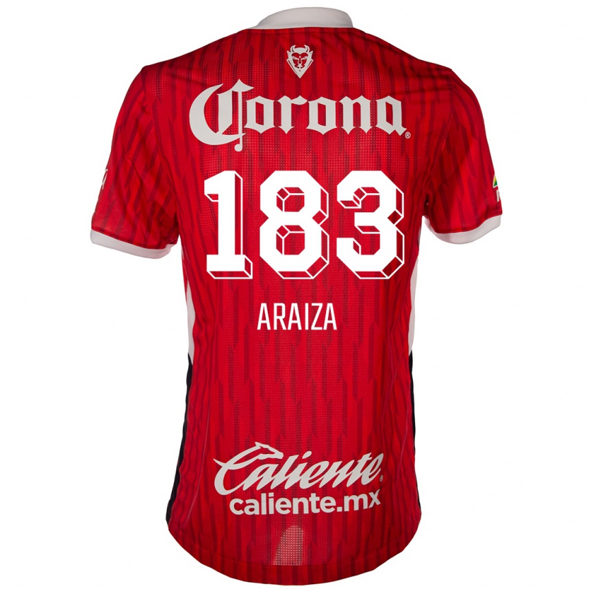 Niño Fútbol Camiseta Daniel Araiza #183 Rojo Blanco 1ª Equipación 2024/25 Argentina