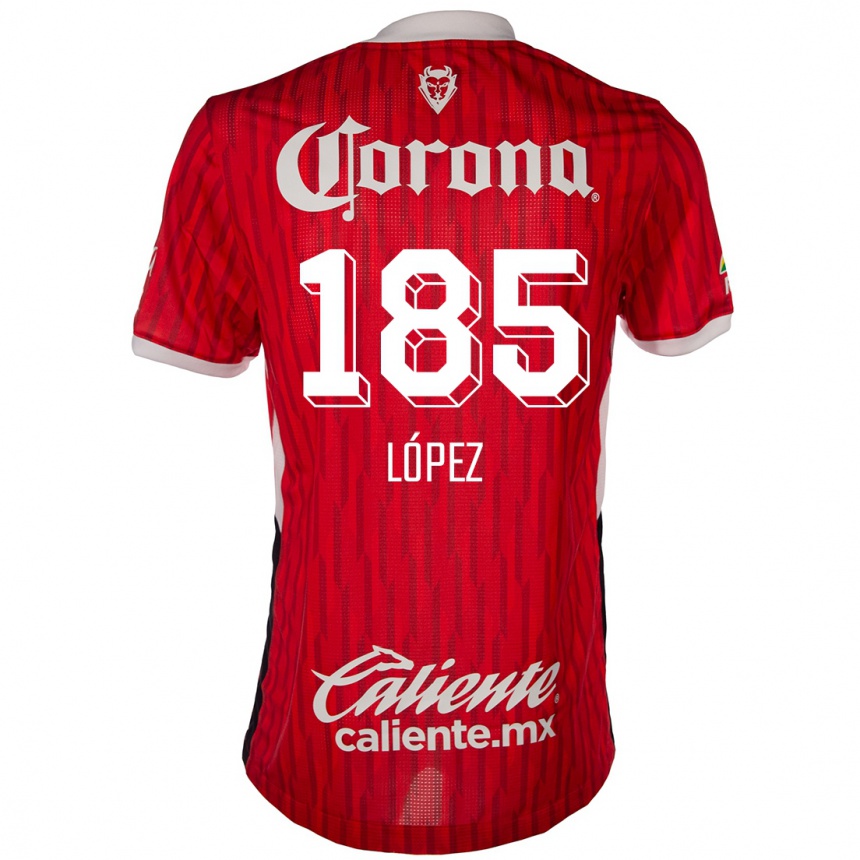 Niño Fútbol Camiseta David López #185 Rojo Blanco 1ª Equipación 2024/25 Argentina