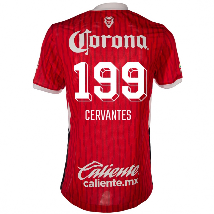 Niño Fútbol Camiseta Axel Cervantes #199 Rojo Blanco 1ª Equipación 2024/25 Argentina