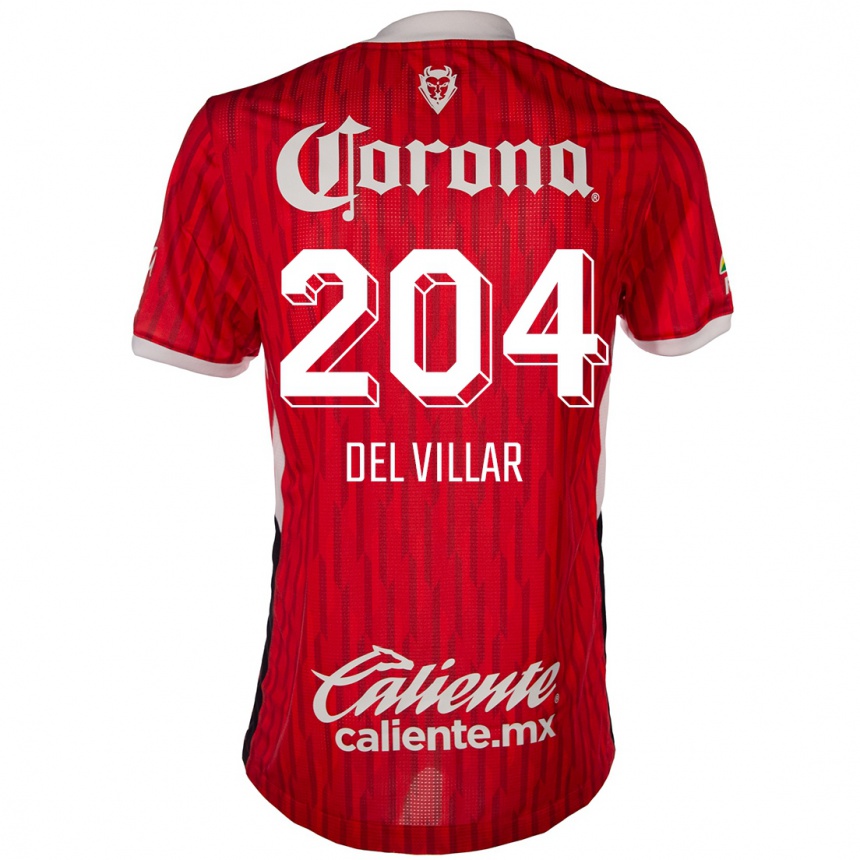 Niño Fútbol Camiseta Everardo Del Villar #204 Rojo Blanco 1ª Equipación 2024/25 Argentina