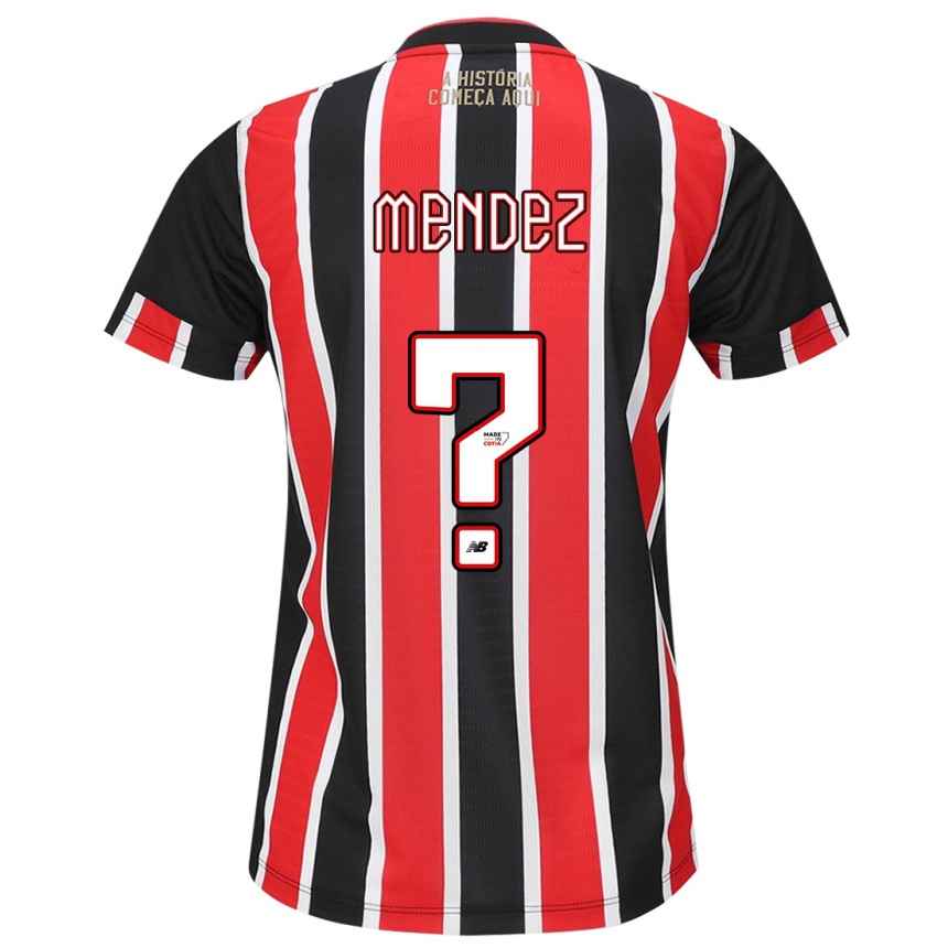 Niño Fútbol Camiseta Jhegson Méndez #0 Negro Rojo Blanco 2ª Equipación 2024/25 Argentina