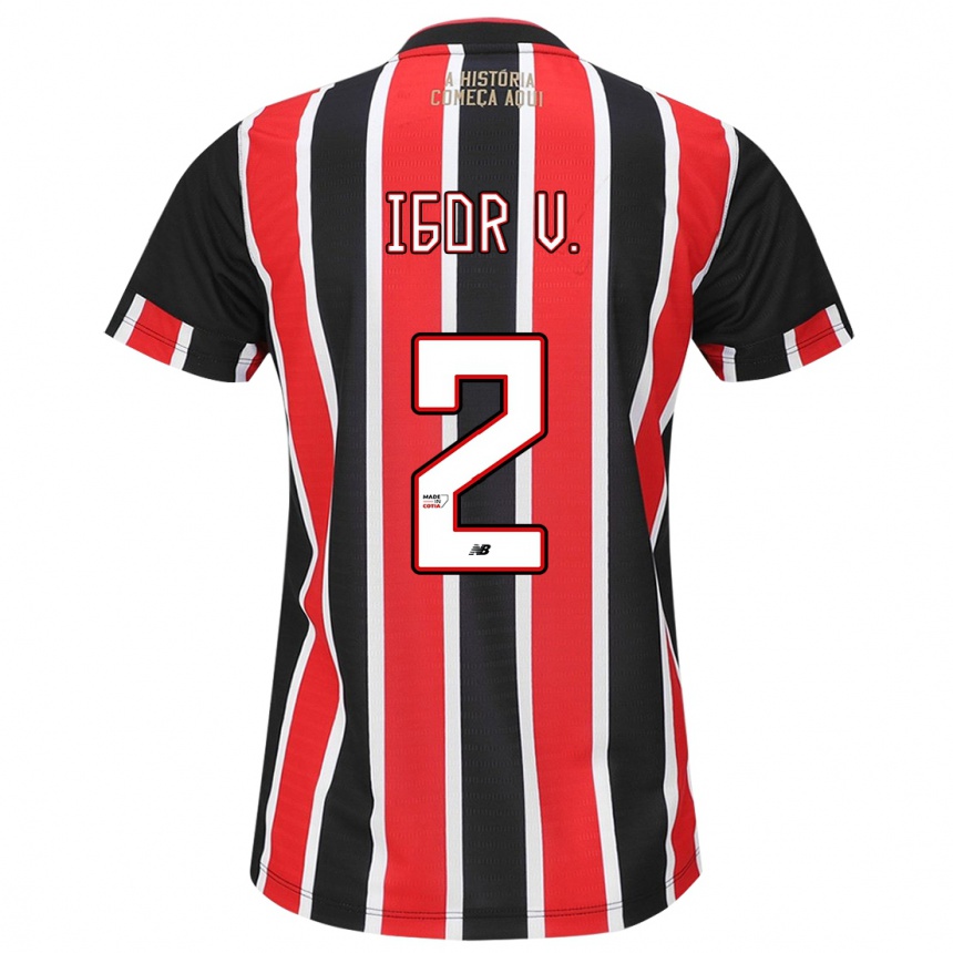 Niño Fútbol Camiseta Igor Vinícius #2 Negro Rojo Blanco 2ª Equipación 2024/25 Argentina